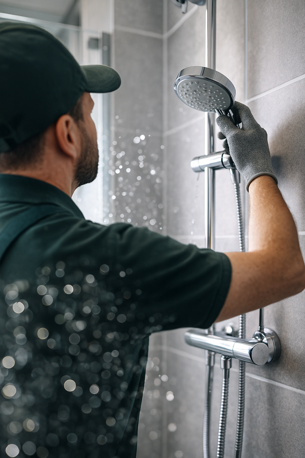 Hydraulik regulujący prysznic w łazience